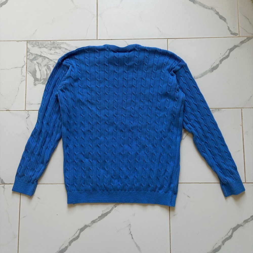Lacoste Cable Knit Sweater Size XL Blue 100% Cotton - Picture 2 of 7